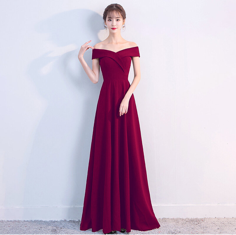 Gaun Malam Elegan 2023 Gaun Prom Pengiring Pengantin Panjang Bahu Terbuka Wanita Pakaian Pesta Pernikahan Putih YNY-1328