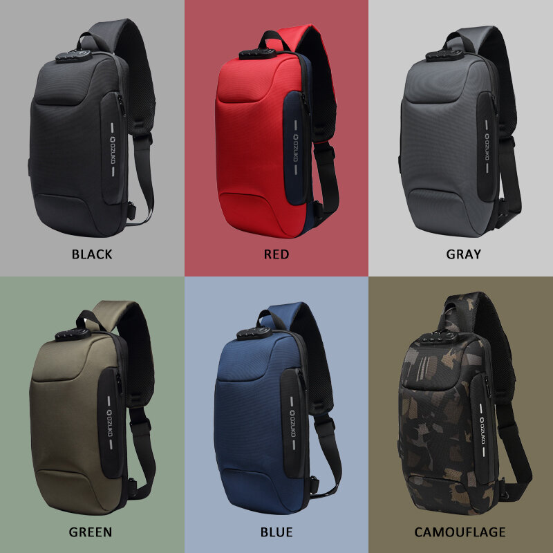 Ozuko-男性用のクロスボディフレックスバッグ,盗難防止ショルダーバッグ,メッセンジャーバッグ,防水,短い旅行,チェストパック