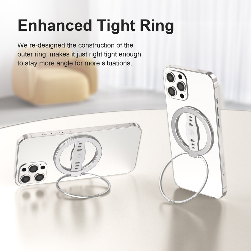 EWA Pegangan dan Dudukan Ponsel Magnetik dengan Tali Jari Silikon untuk Pemegang Cincin Magsafe Hanya untuk iPhone 13 12 Pro/Pro Max/Mini