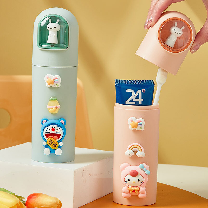 Hello Kitty, мультяшный контейнер для хранения в виде детской чашки, креативный простой контейнер для зубной щетки, дорожный контейнер для зубной щетки, чашка для мытья зубной щетки