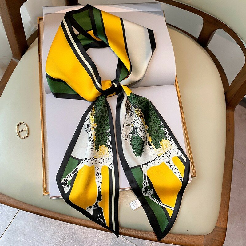 2022 новый роскошный дизайнерский Шелковый шарф из ленты 15*150 см повязка на голову шейный платок женские шарфы для волос шейные галстуки женские узкие шарфы