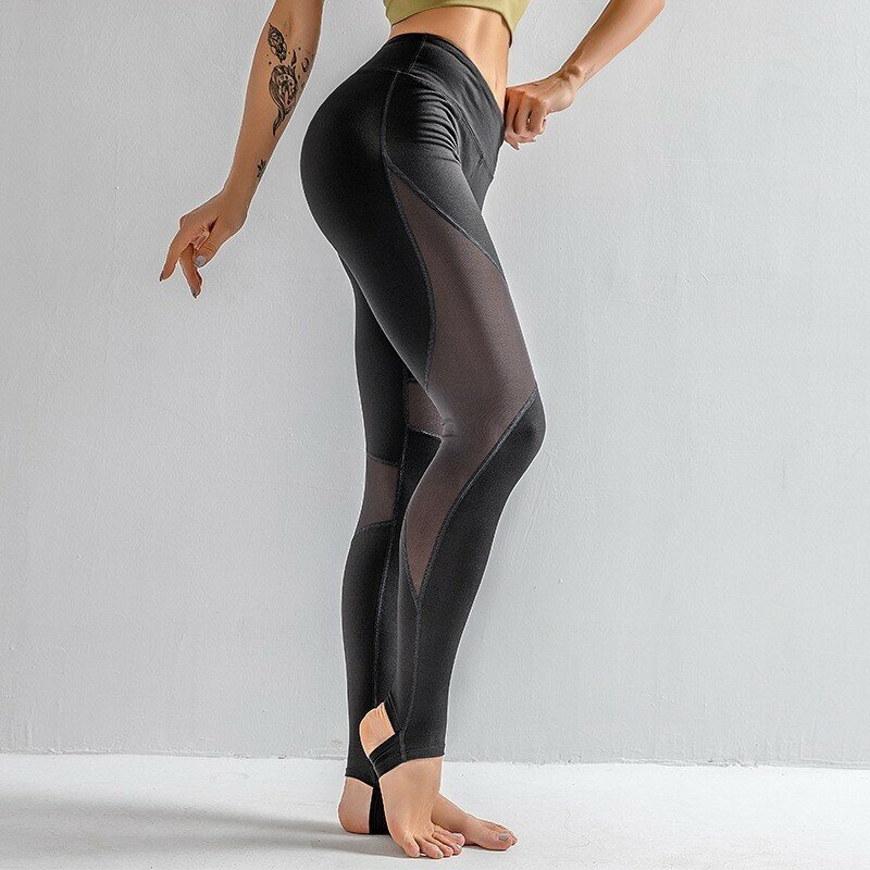 Женские леггинсы для фитнеса с открытой промежностью, прозрачные сексуальные спортивные женские штаны пуш-ап с высокой талией и вырезами, тренировочные штаны