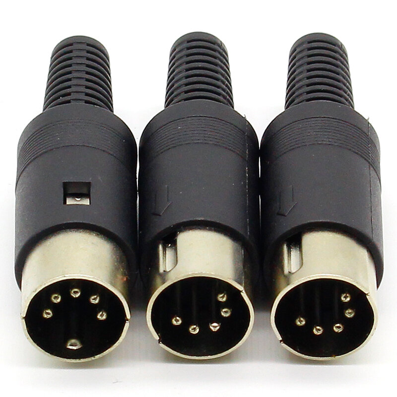3 buah/lot DIN konektor kabel steker jantan 5 Pin dengan pegangan plastik