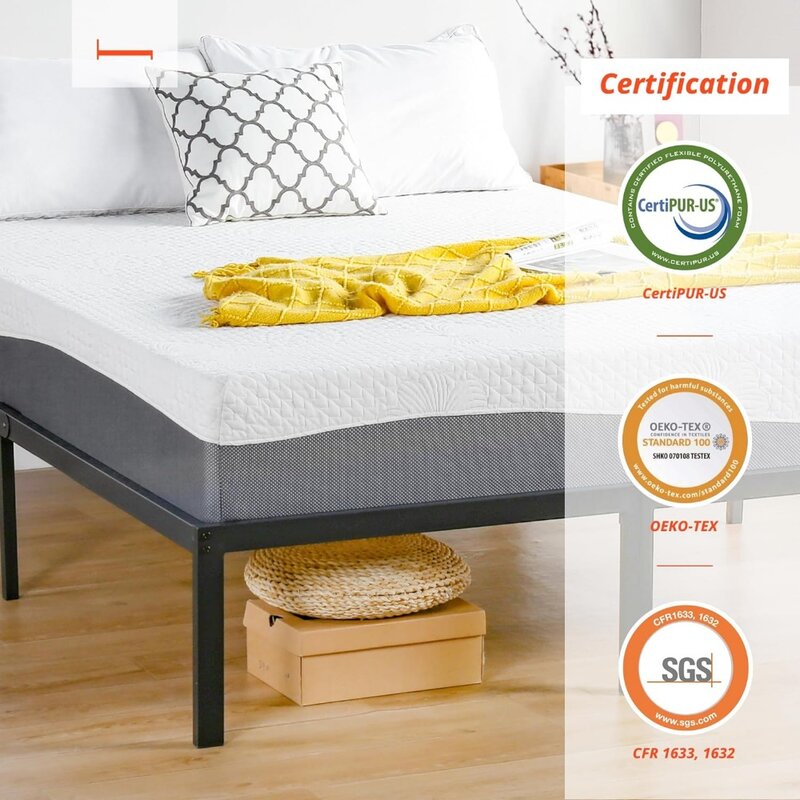 Twin Mattress, 10 Inch Gel Memory Foam Mattress, Gel Infused for Comfort and Pressure Relief, CertiPUR-US Certified