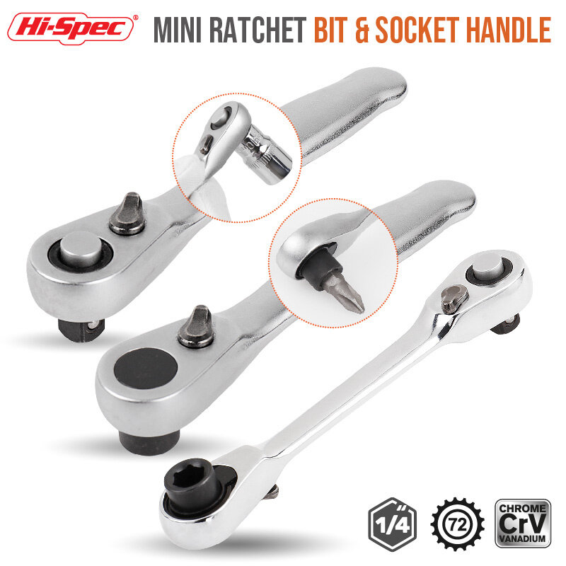 72 Teeth Ratchet Socket Wrench Mini 1/4 Inch Double Ended Torque Wrench Spanner Rod Self-tightening Adjustable Wrench