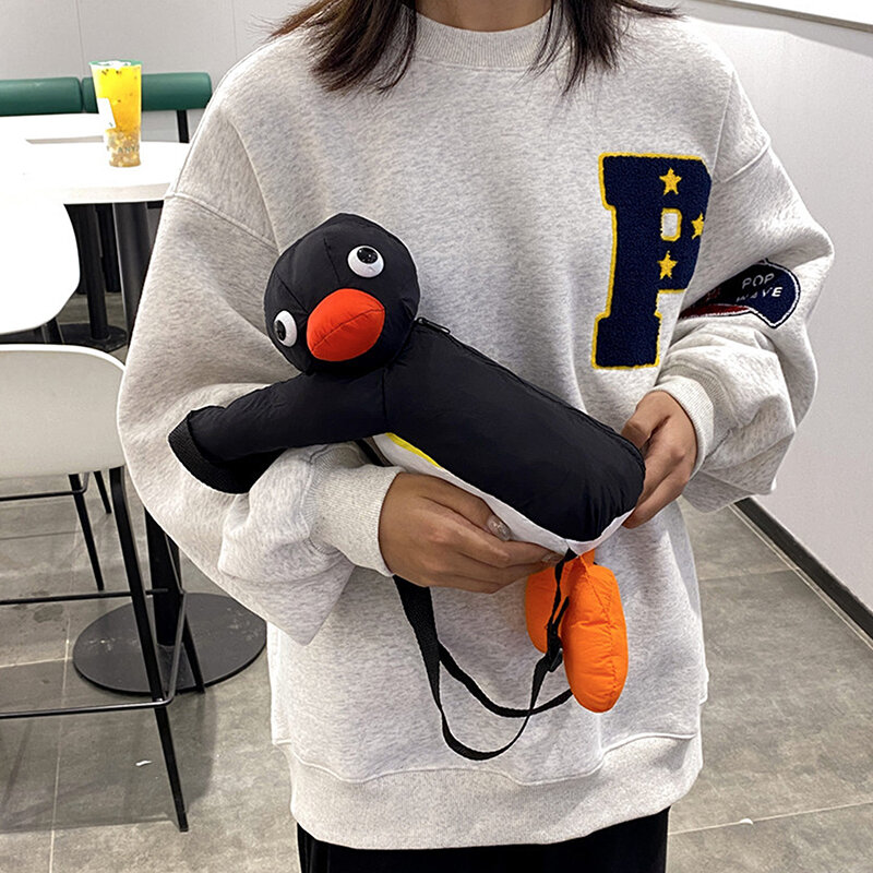 Cartoon lustige niedliche Kuschel pinguin Rucksack Mode Persönlichkeit Plüsch Puppen tasche Minit aschen