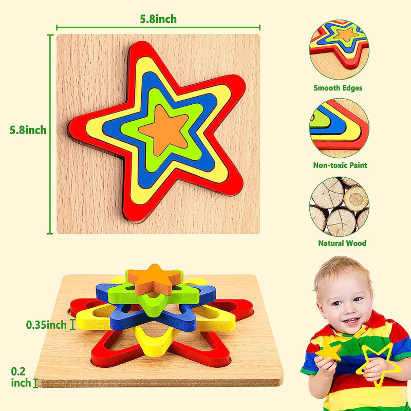 モンテッソーリ-子供向けのクリエイティブな木製パズル,教育用パズル,各種色