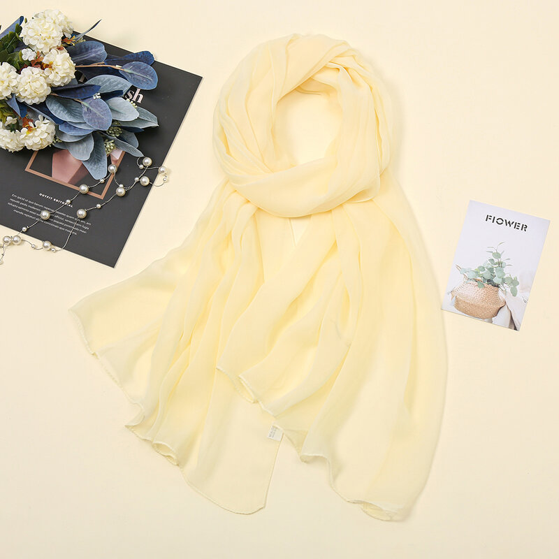 Женский шелковый шарф-Жоржет с градиентом, модный длинный летний женский пляжный шарф, шифоновые шарфы с принтом