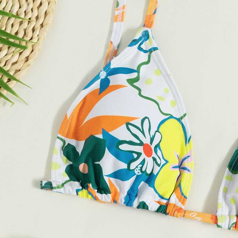 Mùa Hè Nữ Brasil Áo Tắm Mặc Đi Biển 3 Nữ Bộ Đồ Bơi Bikini Set Bộ In Hoa Phối Ren Áo Ngực Quần Đùi Kèm Cà Vạt váy