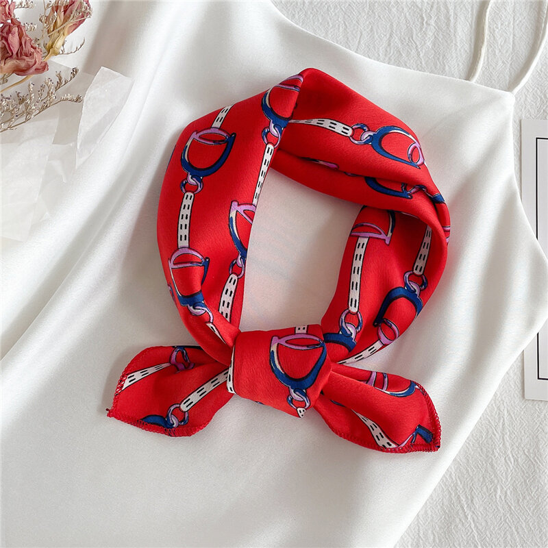 pañuelos para el pañuelo pelo Bufanda de seda estampada a la moda para mujer, de tamaño pequeño, bolso ajustado, lazo, cinta, cuello, pañuelo de raso, bufandas lisas