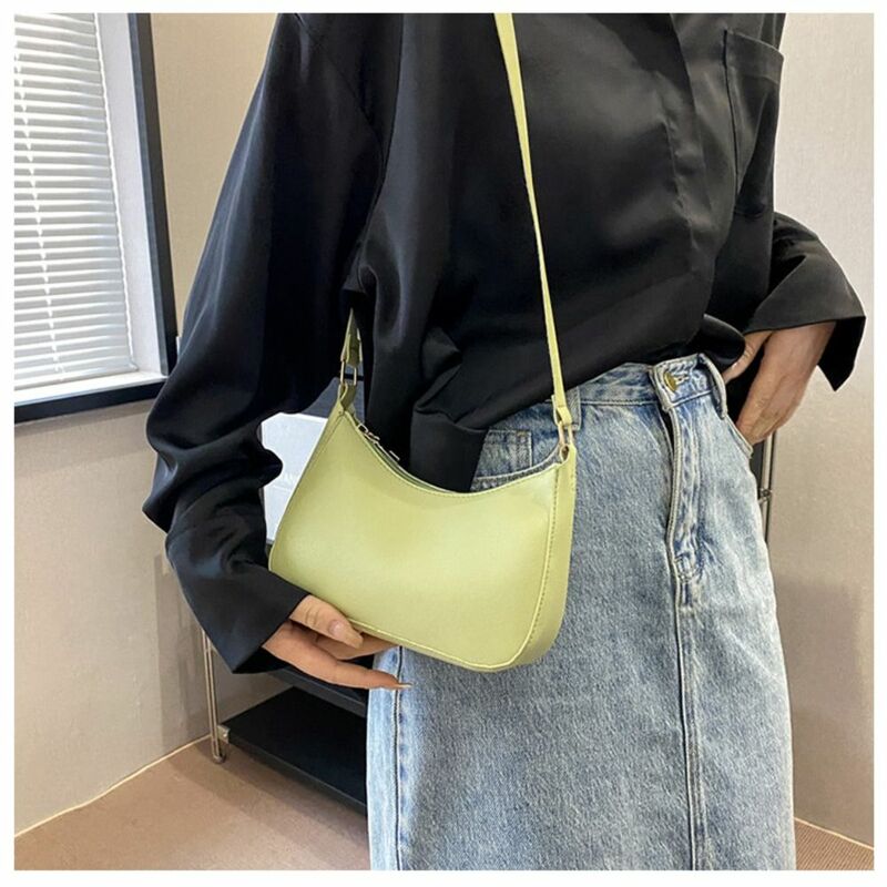 PU Leather Shoulder Underarm Bag Retro Large Capacity Solid Color Women's Fashion Handbags Lightweight Exquisite Shopping Bag
