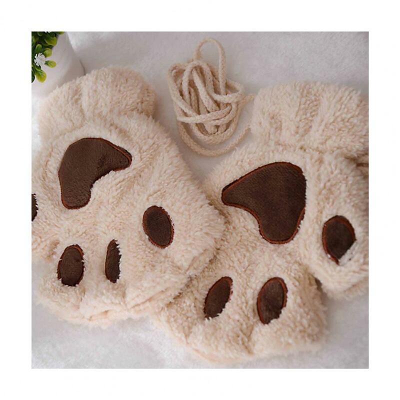 1 Pair Women's Gloves Plush Cat Paw Claw Cozy Cute Warm Comfortable Non-Slip Gloves Office Riding Accessories
