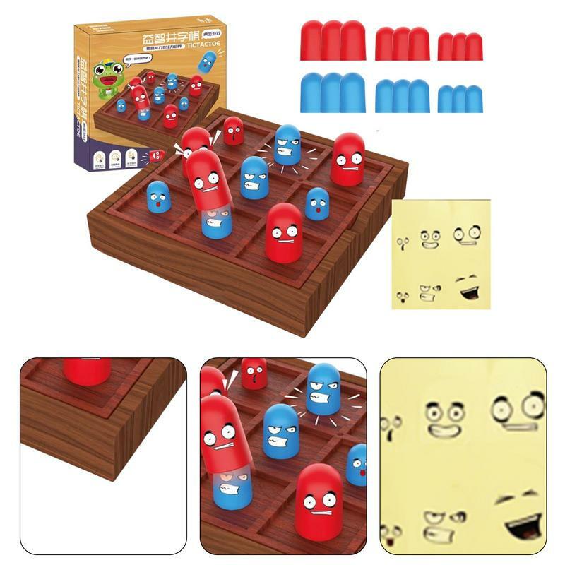 Jogo de Solitário de Mesa de Madeira para Crianças, Tick Tac Toe e XO Xadrez, Building Block Toy, Coffee Table Board Games, ForPlayer