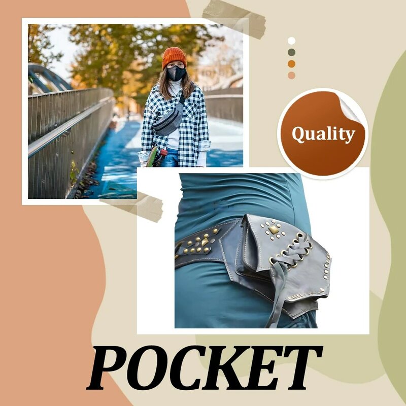 Trendy Steampunk Waist Pouch Stay Fashionable While Keeping Hands Free Lightweight Waist Bags tan