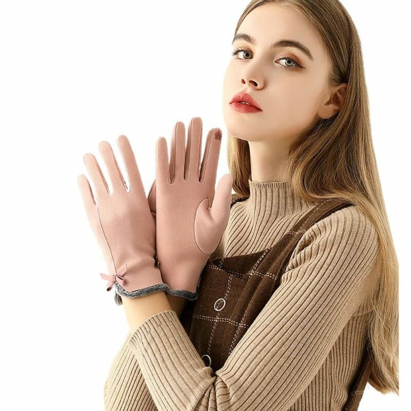 Зимние Оригинальные Теплые Зимние Бархатные перчатки с пятью пальцами для сенсорных экранов, велосипедные перчатки, плюшевые перчатки для вождения в Корейском стиле