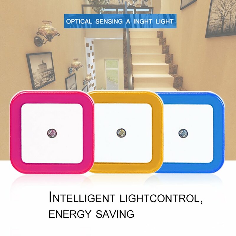 미니 LED 야간 조명 센서 제어, 에너지 절약 유도 램프, 거실 침실 조명, EU US 플러그, 110V, 220V