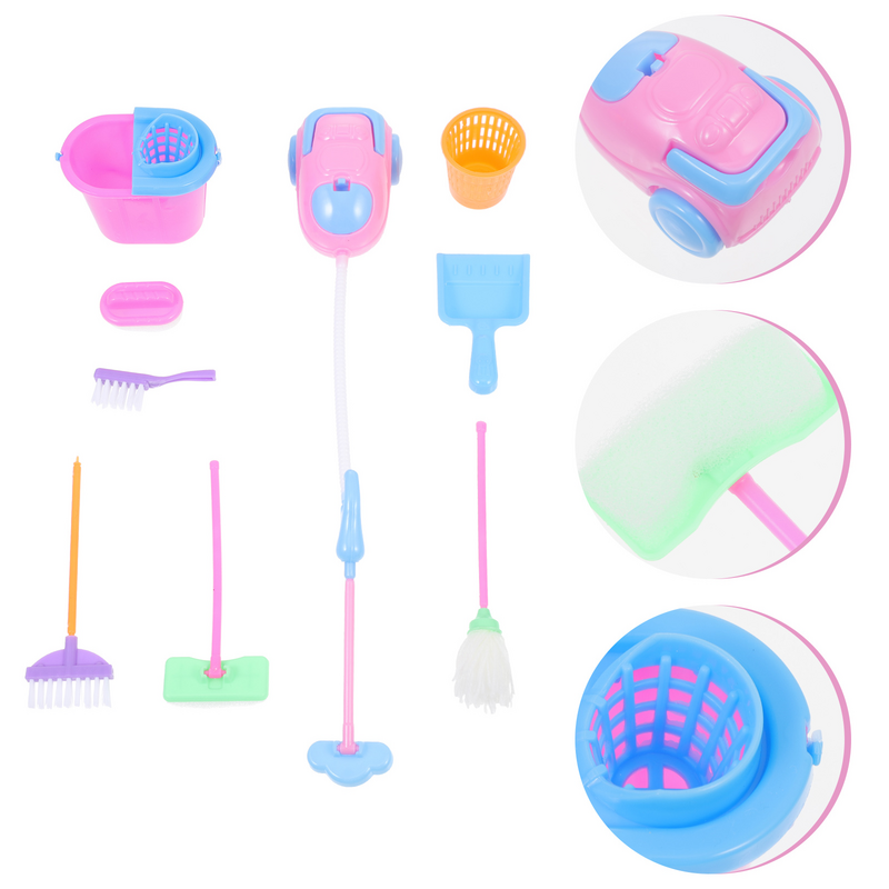 Mini House Cleaning Tools for Kids, Pretend Play Toy, Housekeeping Tool, Broom, Washing Brush, Cleaner for Children