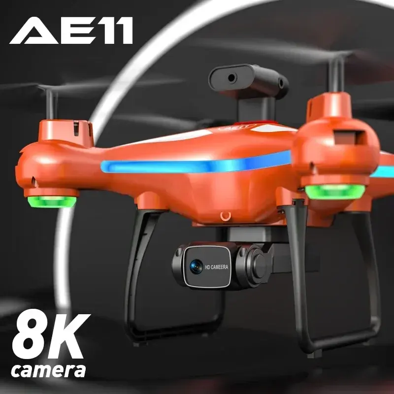 Drone AE11 kamera ganda lipat, Drone RC kamera ganda 8K Profesional 2.4G, pesawat helikopter dapat dilipat, dengan satu tombol kembali, penghisap rintangan ESC, Wifi FPV