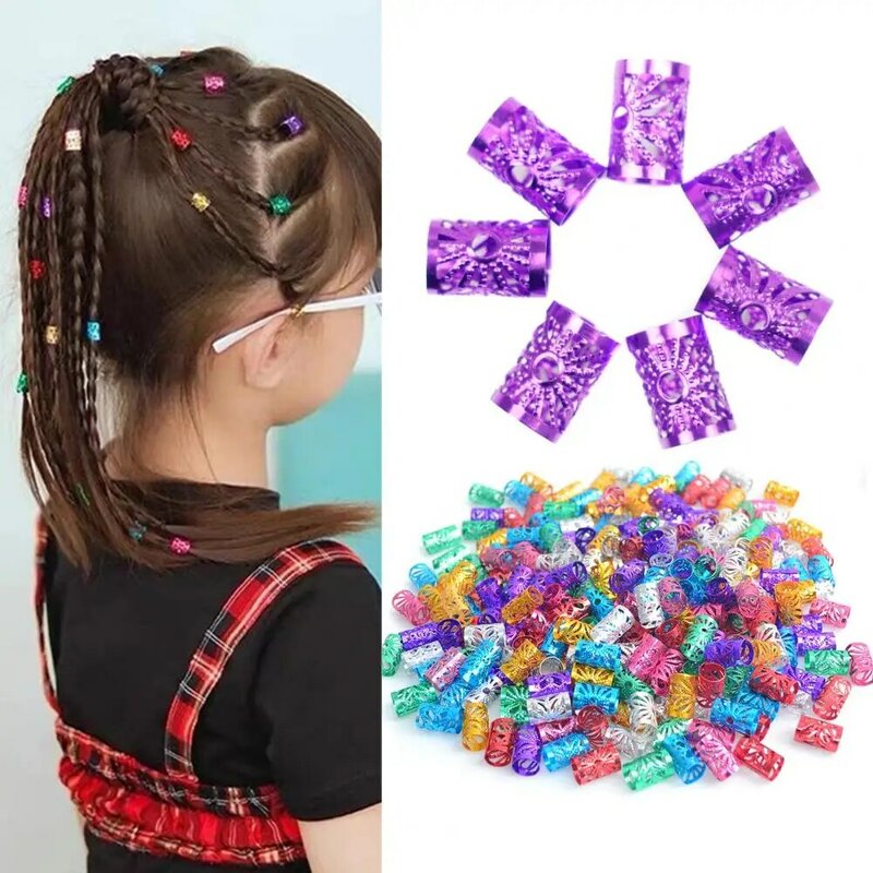 50Pcs/100Pcs Exquisite Adjustable Hole Micro Ring Beads Hair Accessories Colorful Hair Beads Stylish for Dating