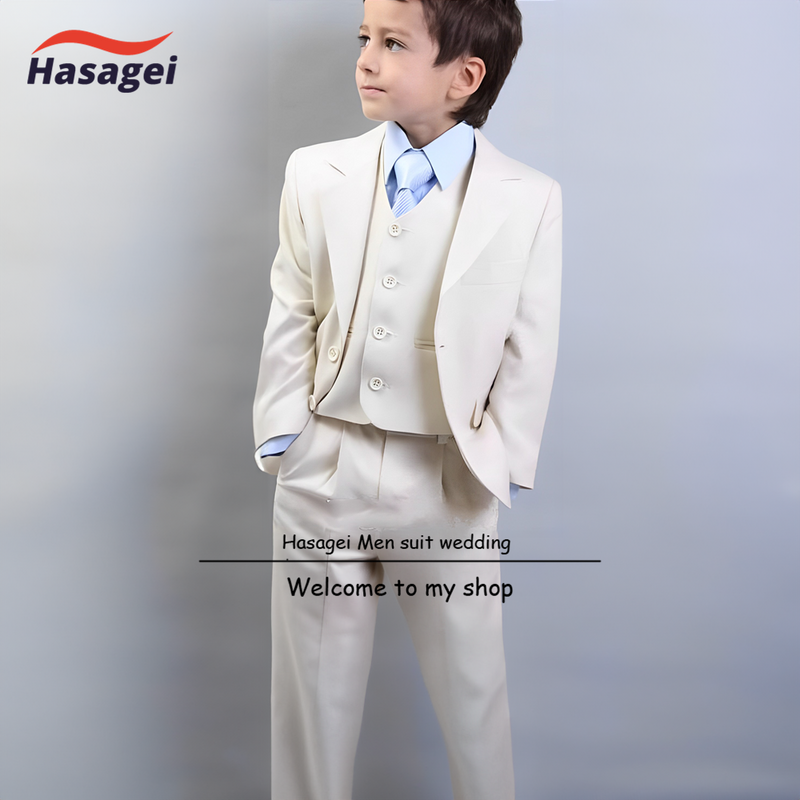 Ivory Boys Suit 3 pezzi Suit Formal Kids Wedding Tuxedo Party Stage Performance Wear Teen Clothes
