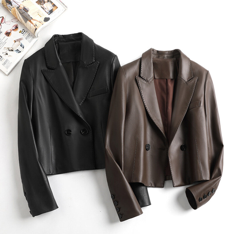 Genuine Leather  Autumn New Small Sheepskin Suit Coat Short Top Women Versatile Slim Women