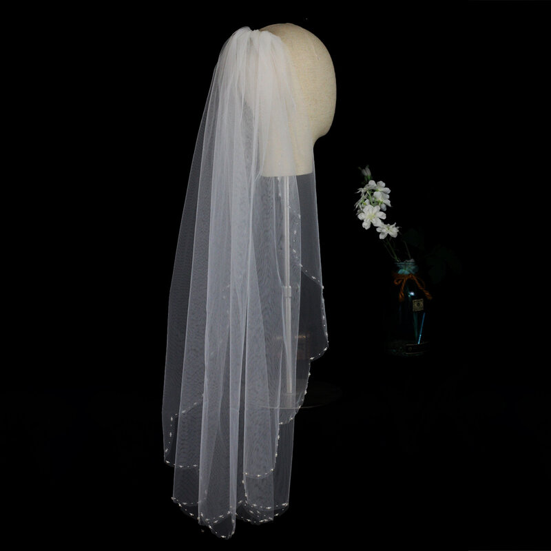 اليد مطرز حافة متموجة الحجاب ، الزفاف أغطية الرأس ، الأوروبية والأمريكية ، طبقة واحدة ، جديد