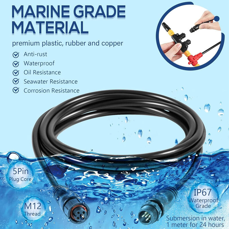 NMEA 2000 Dual Device Starter Kit Backbone Cables Drop Cables Dual Tee Connector Terminators Kit for Ancor Marine Grade Products