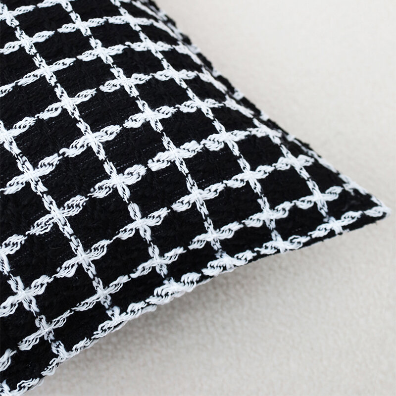Sarung bantal mewah ringan, penutup bantal anyaman hitam dan putih sederhana Modern 45x45cm untuk kursi ruang tamu dekorasi Sofa
