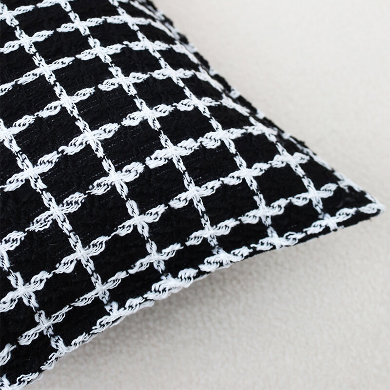 Light Luxury Cushion Cover Simple Modern Black And White Woven Pillow Cover 45x45cm For Living Room Chair Sofa Decorative