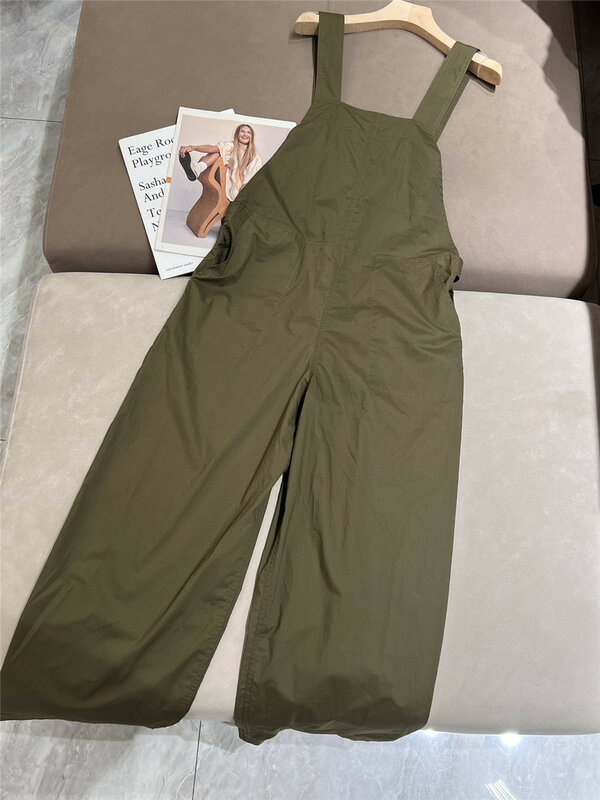 Calças femininas de algodão sem mangas para trabalho, macacão de perna larga, moda feminina, confortável, B * C, Novo, 2024