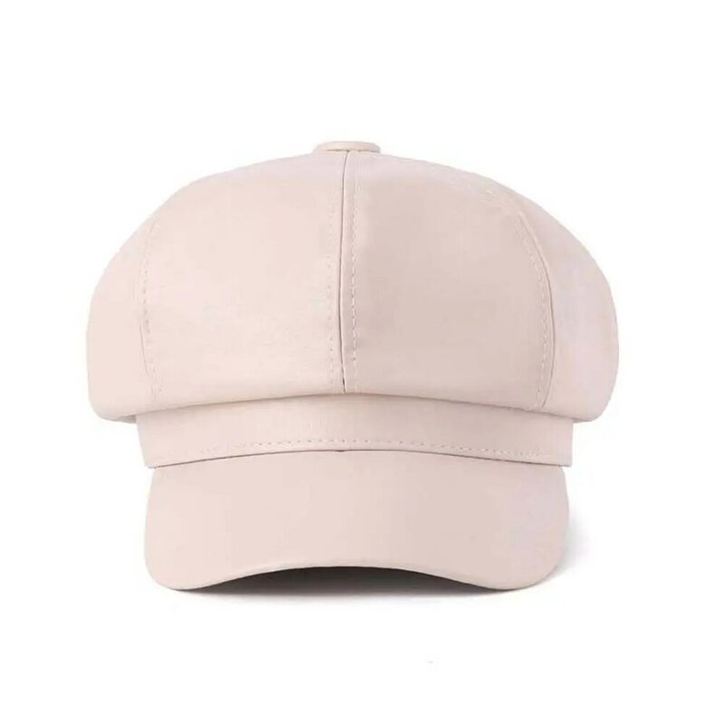 Solid Color Artist Painter Windproof Panama Stylish Women Leather Hat Women Octagonal Cap Newsboy Caps Baseball Hat