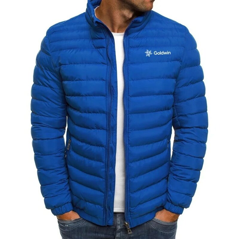 Jaqueta de baixo monocromática masculina, jaqueta casual e elegante, quente e na moda, tamanho grande, outono e inverno, 2024