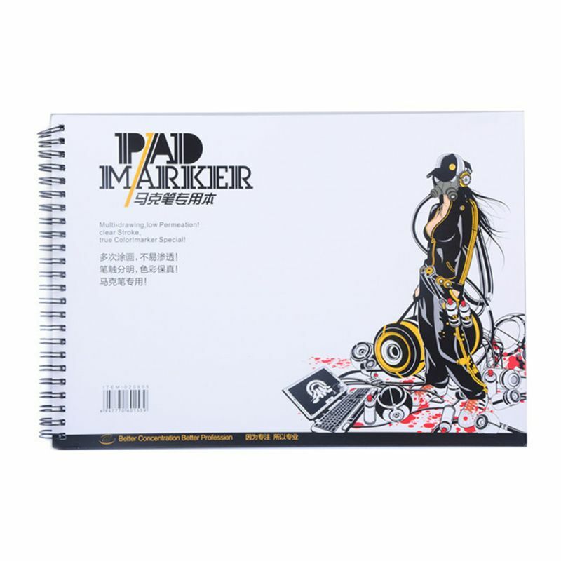 34 Sheet A3/A4/A5 Professional Marker Paper Spiral Sketch Notepad Book Painting Dropship
