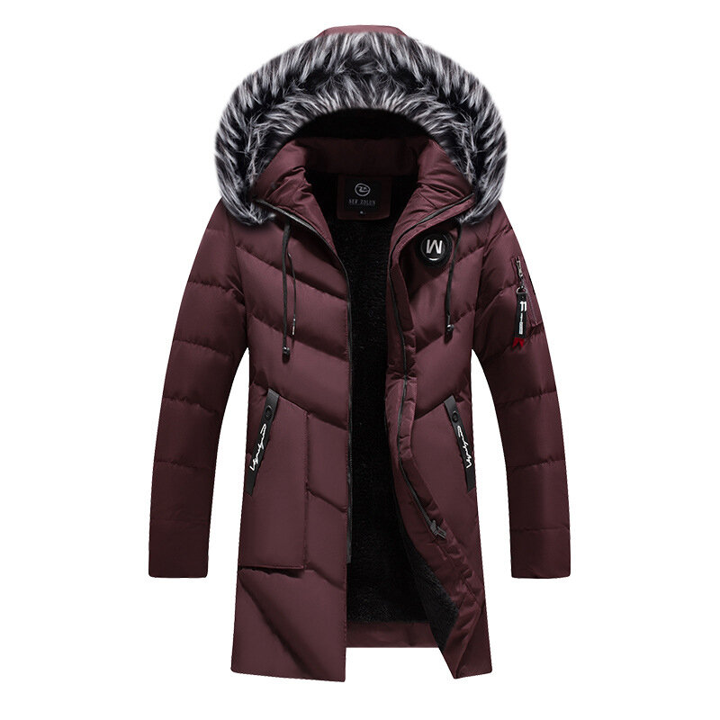 DIMUSI-Casaco longo acolchoado masculino com gola de pele, casacos quentes clássicos, blusão casual, roupa térmica, moda inverno