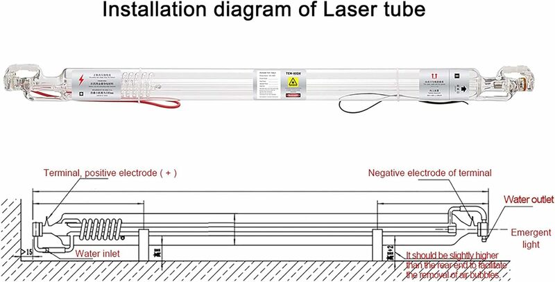Tabung Laser CO2 40W 700mm D50 mm, kabel terhubung dengan lapisan, untuk pemotong Laser mesin pemotong ukiran Laser