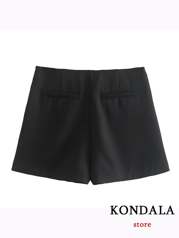 KONDALA Женская мода 2024 повседневные Мини ассиметричные юбки шорты с высокой талией с карманами сзади широкие юбки на молнии женские шорты