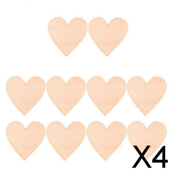 2-4pack 10pcs Natural Cutouts Wood Heart Shapes DIY Craft Wooden Embellishments