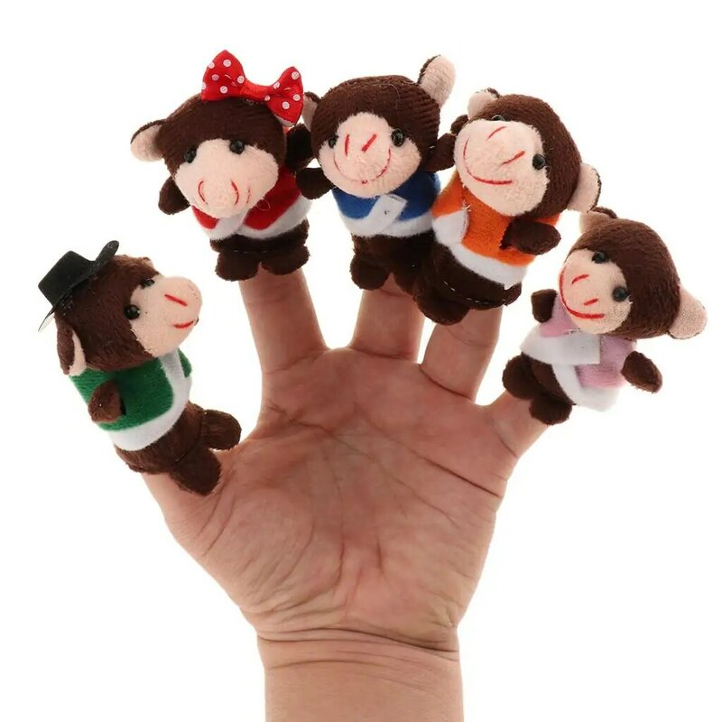 봉제 동물 손가락 인형, 스토리 텔링용 인형, 원숭이의 손가락 인형 장난감, 모든 연령의 어린이를 위한 학교, 7 개