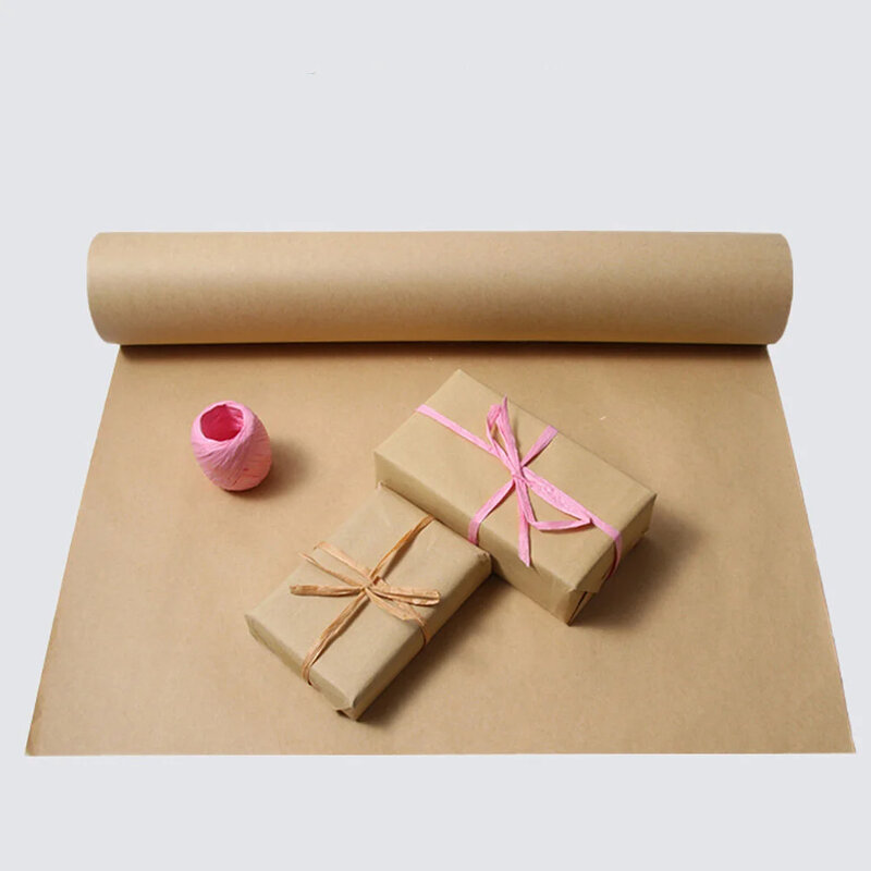 Bloemeninpakpapier Boeketten Bruin Rol Diy Wit Warp Scroll Kraft Cadeau Verpakking 30Cm X 10M Voor School Kantoor Kraftpapier