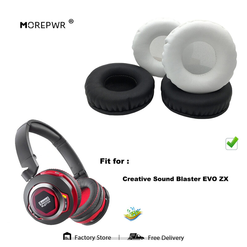 Morepwr – coussinets d'oreille de remplacement, pour son créatif Blaster EVO ZX, pièces de casque, coussin en cuir, manchon de protection en velours, nouvelle mise à niveau
