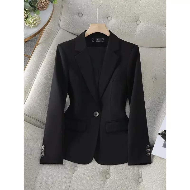 New Arrival Women Formal Blazer Ladies Beige Brown Black Solid Female Long Sleeve Business Work Wear Jacket For Autumn Winter
