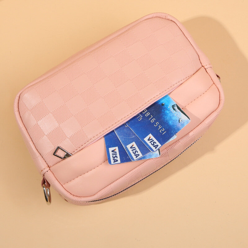 حقيبة مربعة صغيرة بسحاب متقاطعة مع الجسم أحادية اللون ، محفظة نقود نسائية ، حامل بطاقات ، محفظة صفرية غير رسمية ، موضة بسيطة ، جديدة