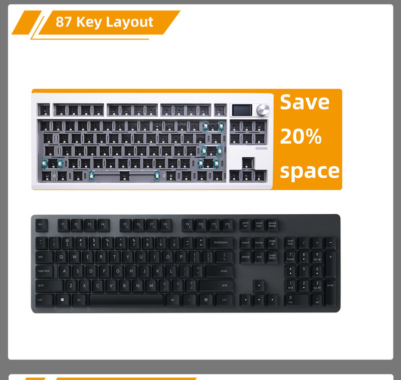 KIT de teclado mecánico GMK87 con pantalla de visualización, estructura de junta retroiluminada RGB, teclado de intercambio en caliente para juegos a través de personalizado