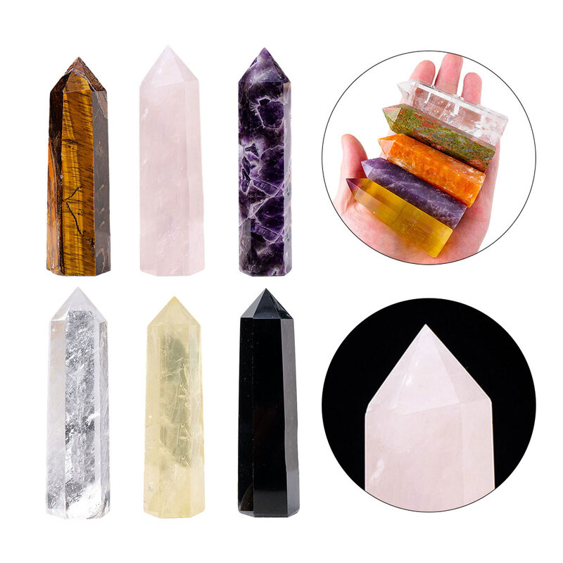 Baguette en cristal de charbon naturel, quartz rose, pierre de guérison, énergie, napcrafts, décoration de la maison, point, alanding yst, 1 pièce