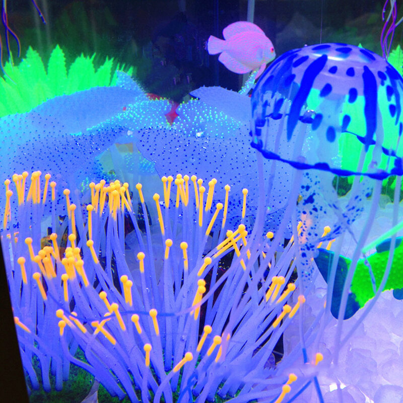 Alforreca artificial para decoração do aquário, paisagem luminosa, tanques de peixes acessórios, 1 a 10pcs
