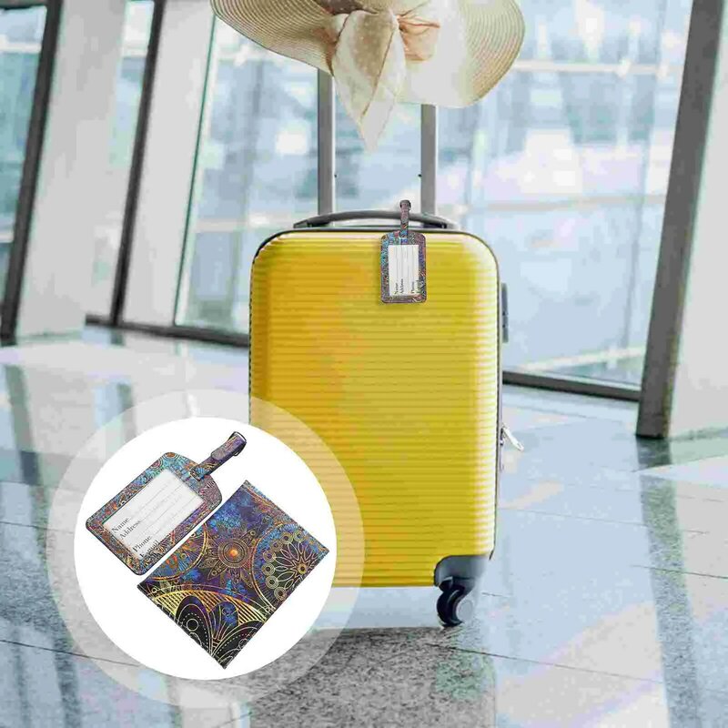 Cubierta protectora de pasaporte de mármol Pu que cambia de Color, etiqueta de maleta, etiquetas de protección colgantes