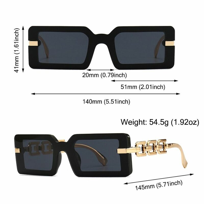 Plaża podróż Streetwear kwadratowe okulary przeciwsłoneczne Retro luksusowe nowoczesne łańcuszki okulary przeciwsłoneczne UV400 odcienie gradientowe dla kobiet i mężczyzn