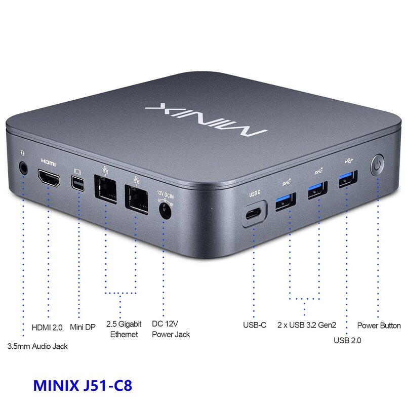 MINIX J51-C8 Intel N5105 MAX Gaming Mini PC 8G DDR4 256GB/512GB SSD Office Home Design Wifi 6 DP PC Windows 11 Pro PC