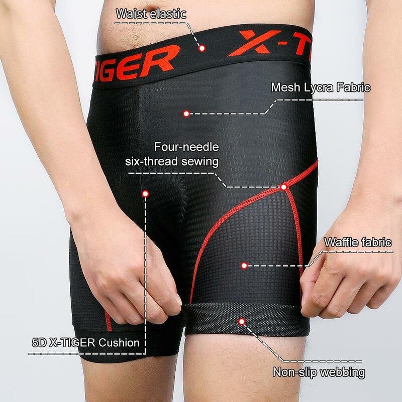 Pantalones cortos de ciclismo para hombre, ropa interior de malla transpirable con almohadilla de Gel, a prueba de golpes, para bicicleta de montaña, envío directo, X-TIGER