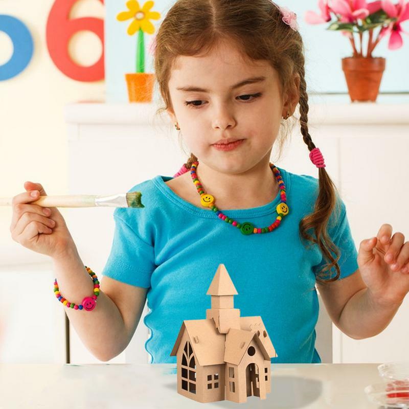모형 성 건물 키트 DIY 어린이 장난감 종이 집 모형 종이 재료, 생일 크리스마스 휴일 및 DIY 공예 장난감
